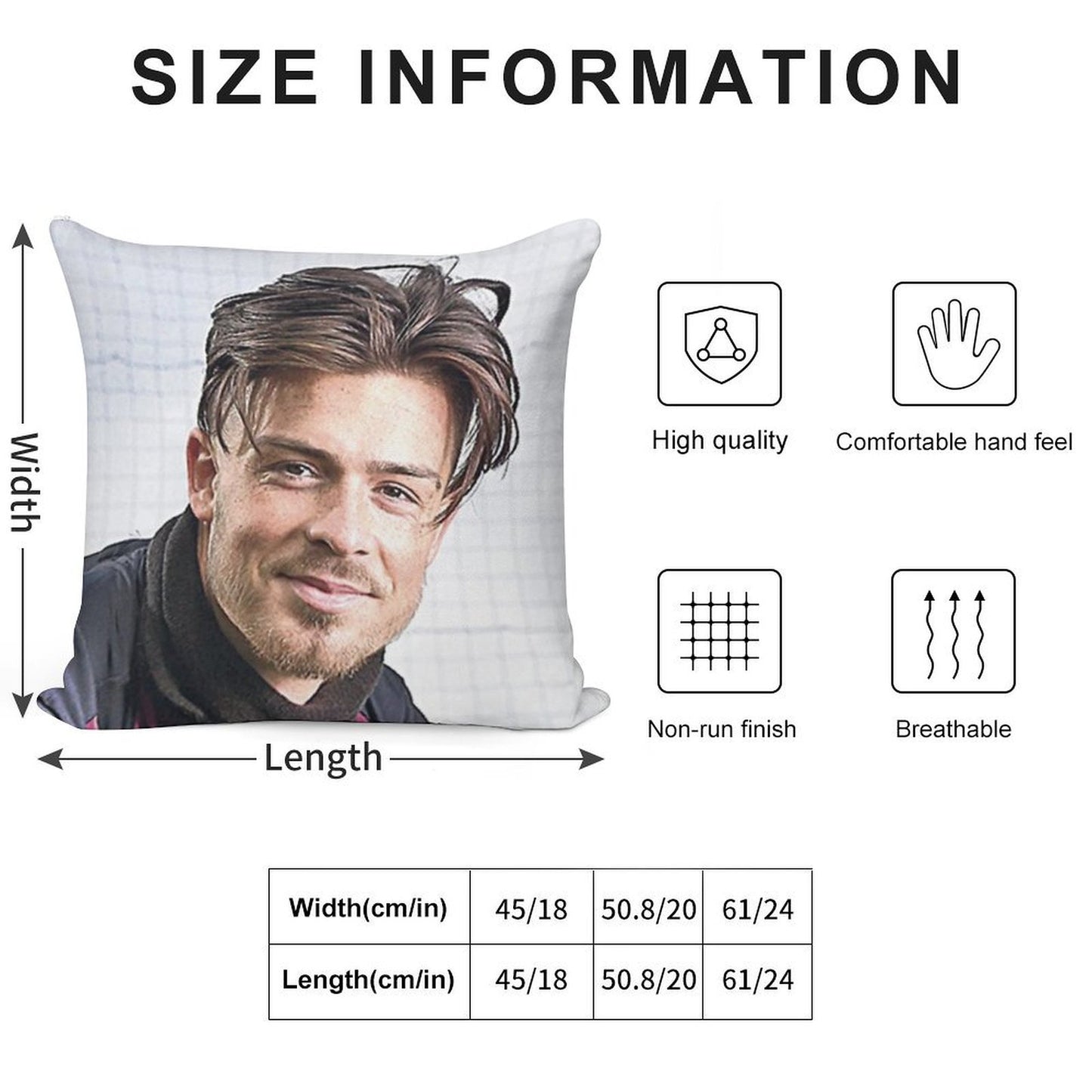 Jack Grealish Smile Soft Fade-Resistant Throw Pillow