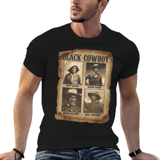 Black Cowboy Western Rodeo Melanin Black History Texas Men Oversized Silhouette T-Shirt