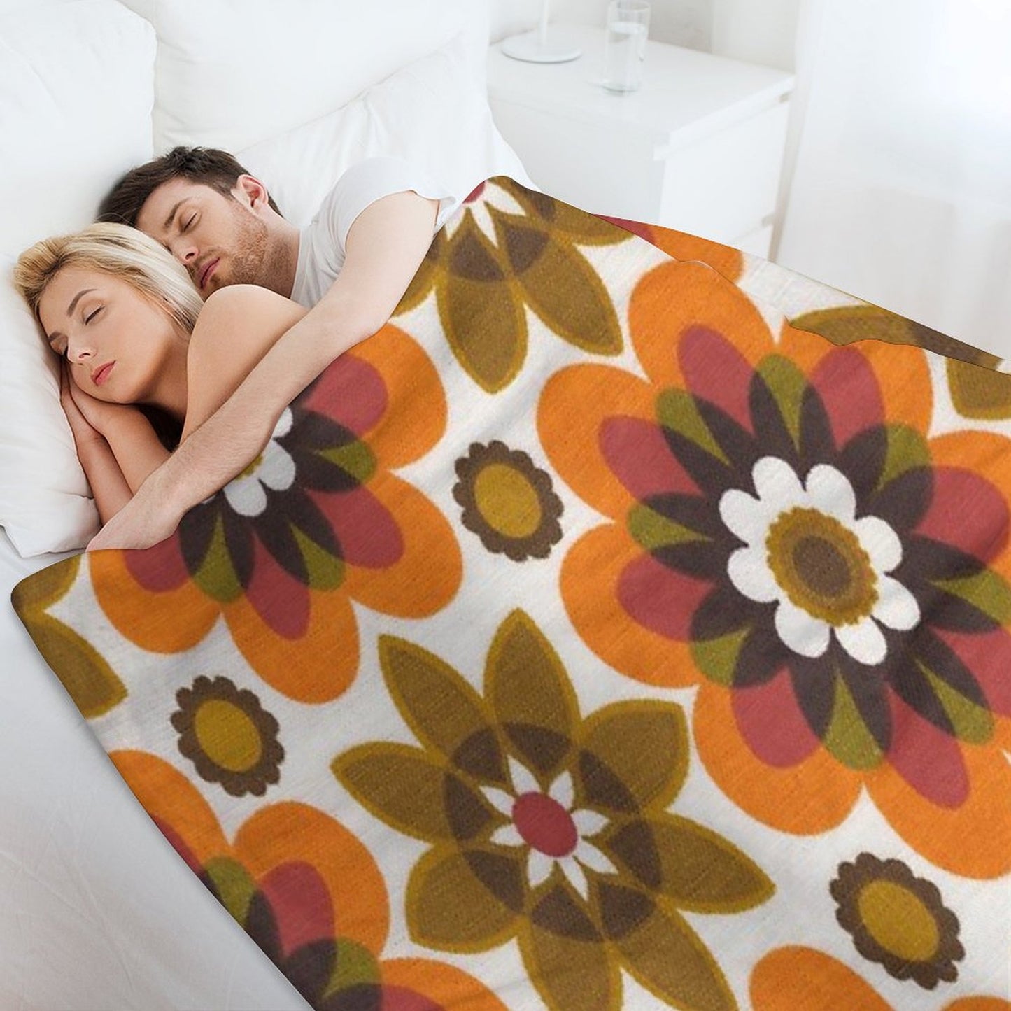 Hippie Chic Flowers Throw Blanket
