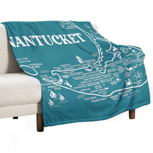 Nantucket Map Throw Blanket
