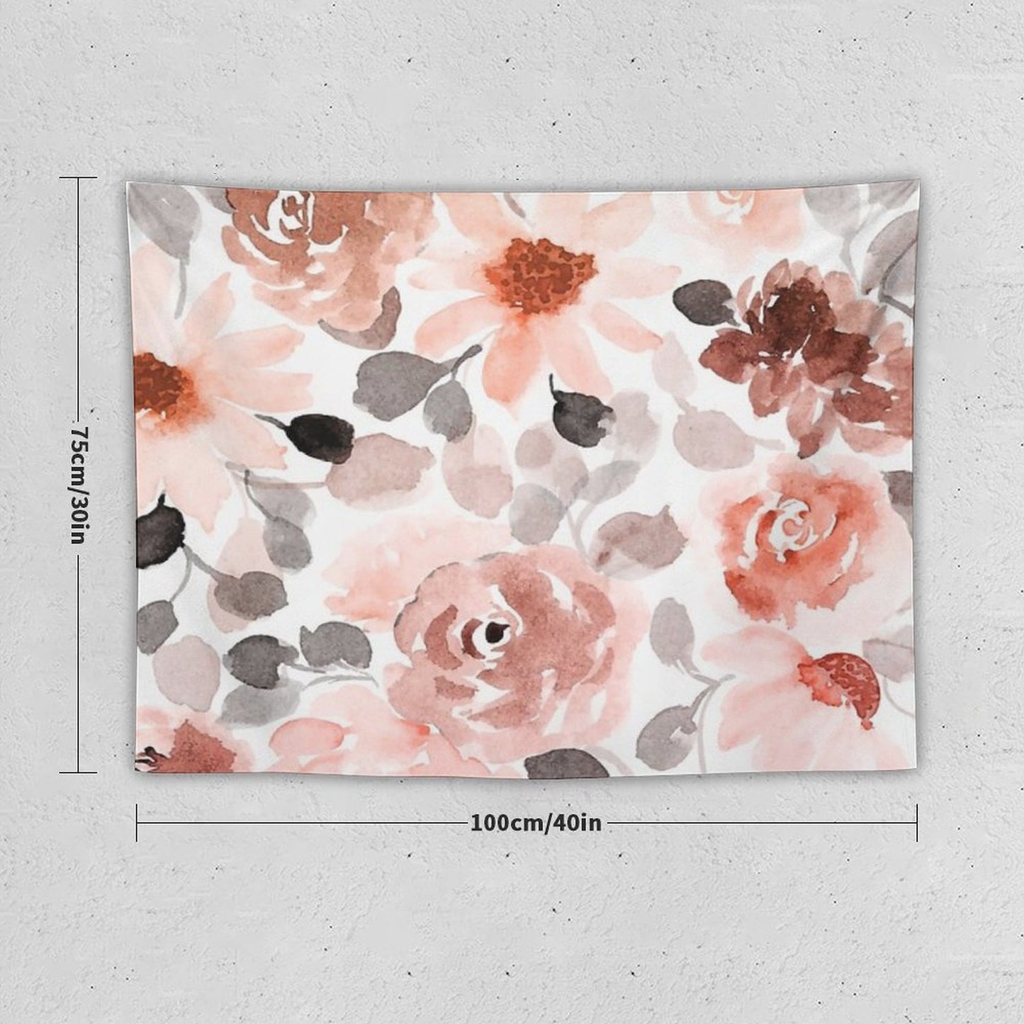 Floral, Watercolor, Soft, Pastel, Rose Gold, Blush Pink And Gray Tapestry