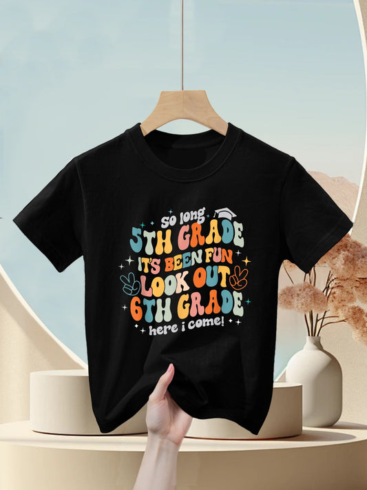 Groovy So Long 5th Grade 6th Grade Here I Come Graduation Kids T-Shirt