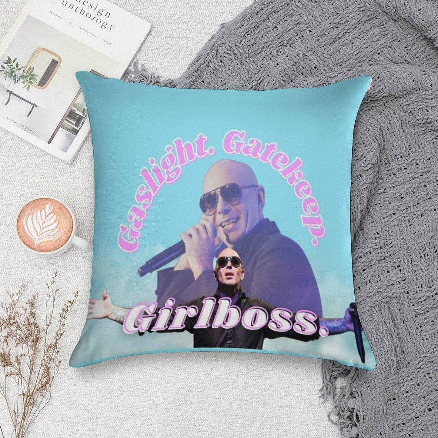 Mr Worldwide Says to Girlboss Soft Decorative Cover Throw Pillow