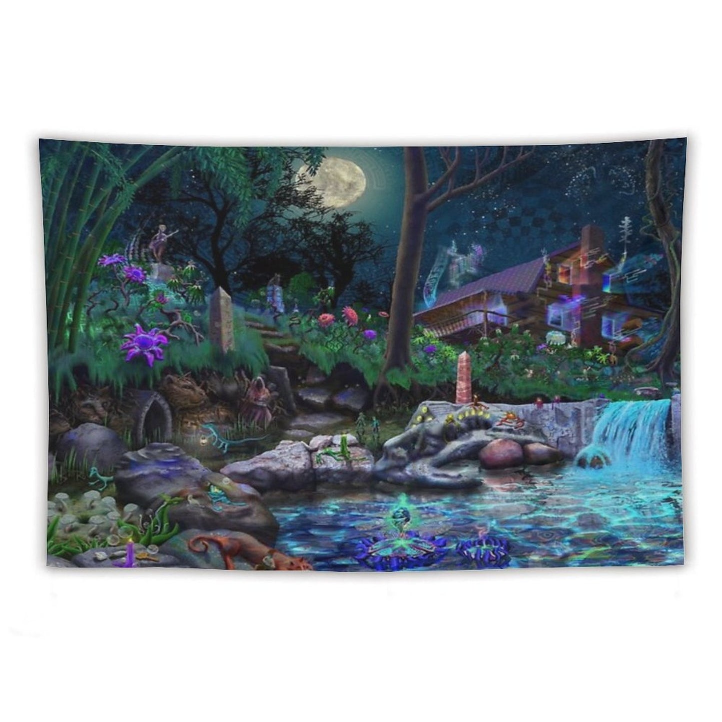 The PsyCabin - Trippy Psychedelic Visionary Garden Tapestry