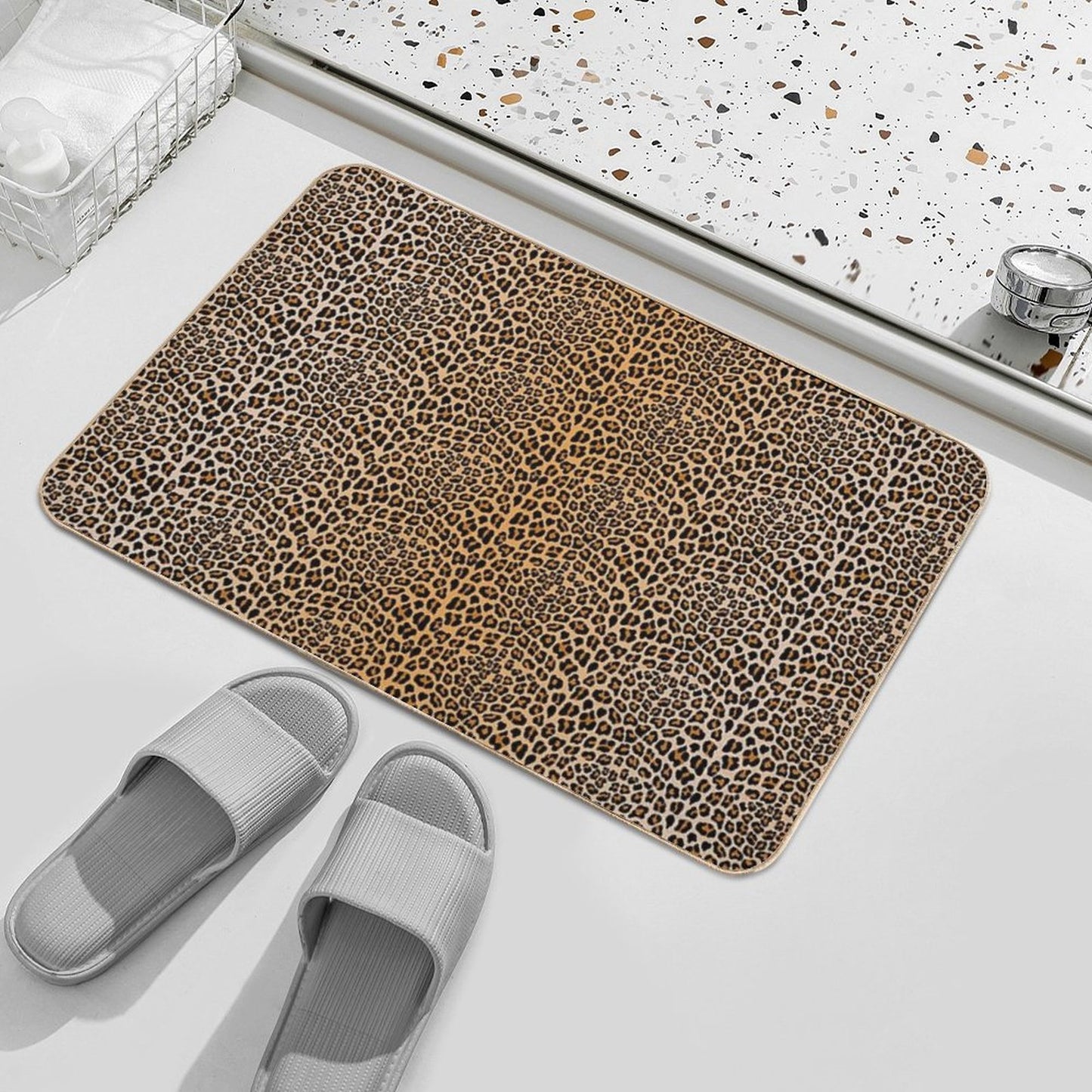 Trendy Leopard Print Aesthetic – Wild Animal Pattern Design Bath Mat