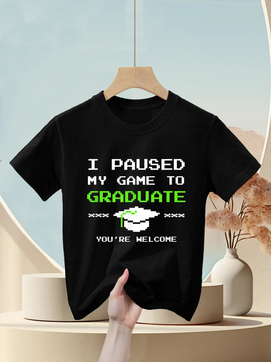 I Paused My Game to Graduate Funny Gamer Graduation Kids T-Shirt