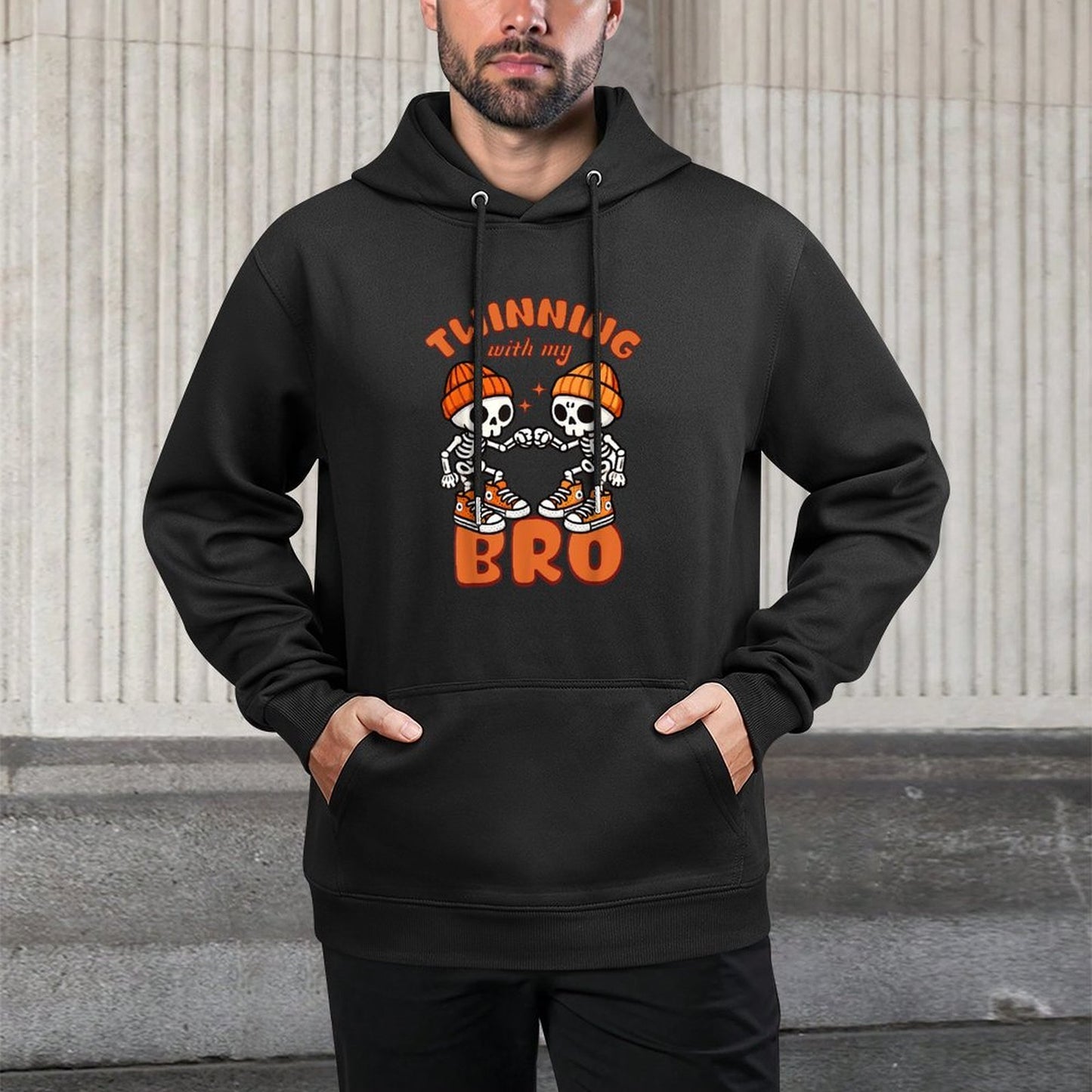 Twin Boys Twinning Halloween Best Friend Matching Skeleton Moisture-Wicking Hoodie