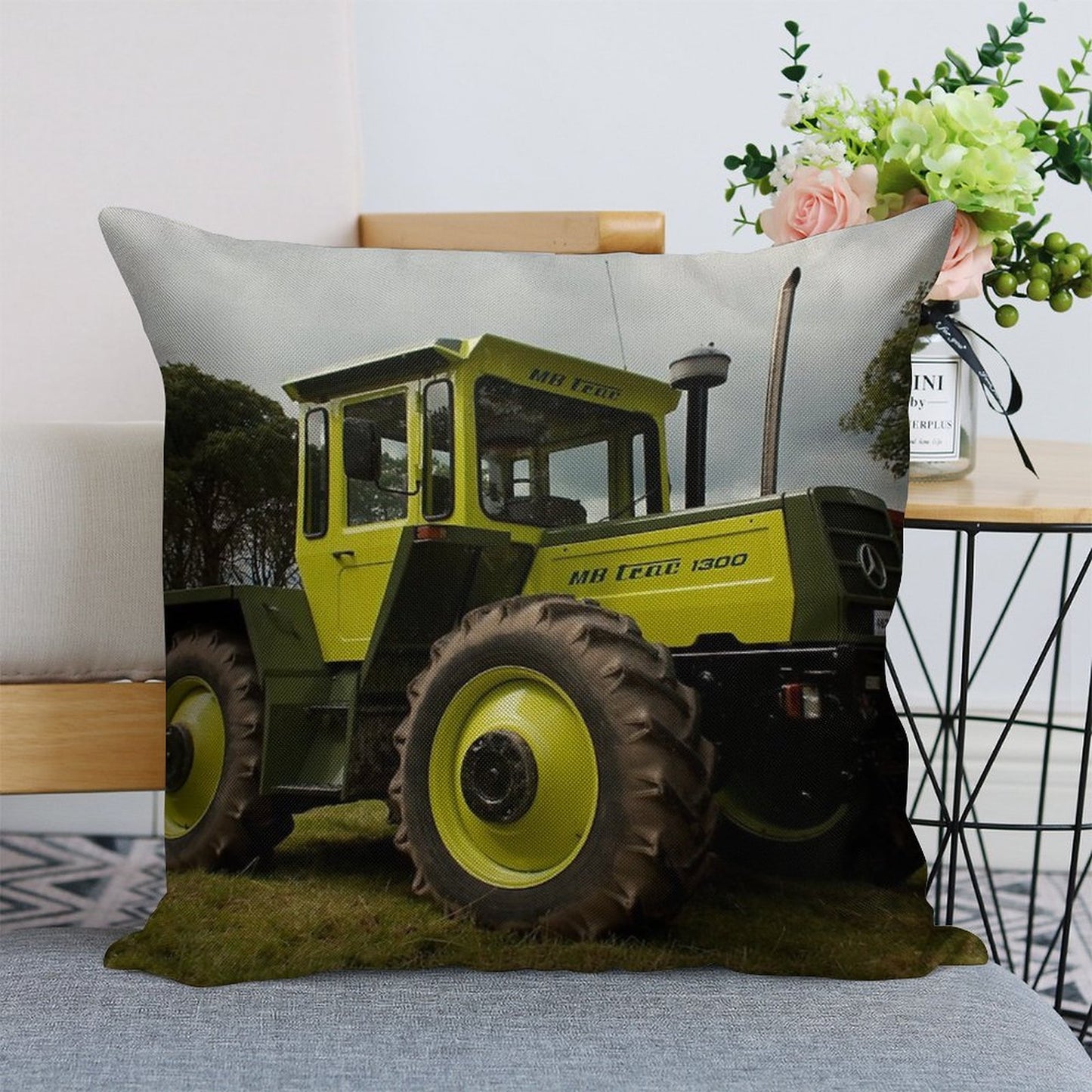 The MB-trac1300 Tractor Linen Throw Pillow Cover