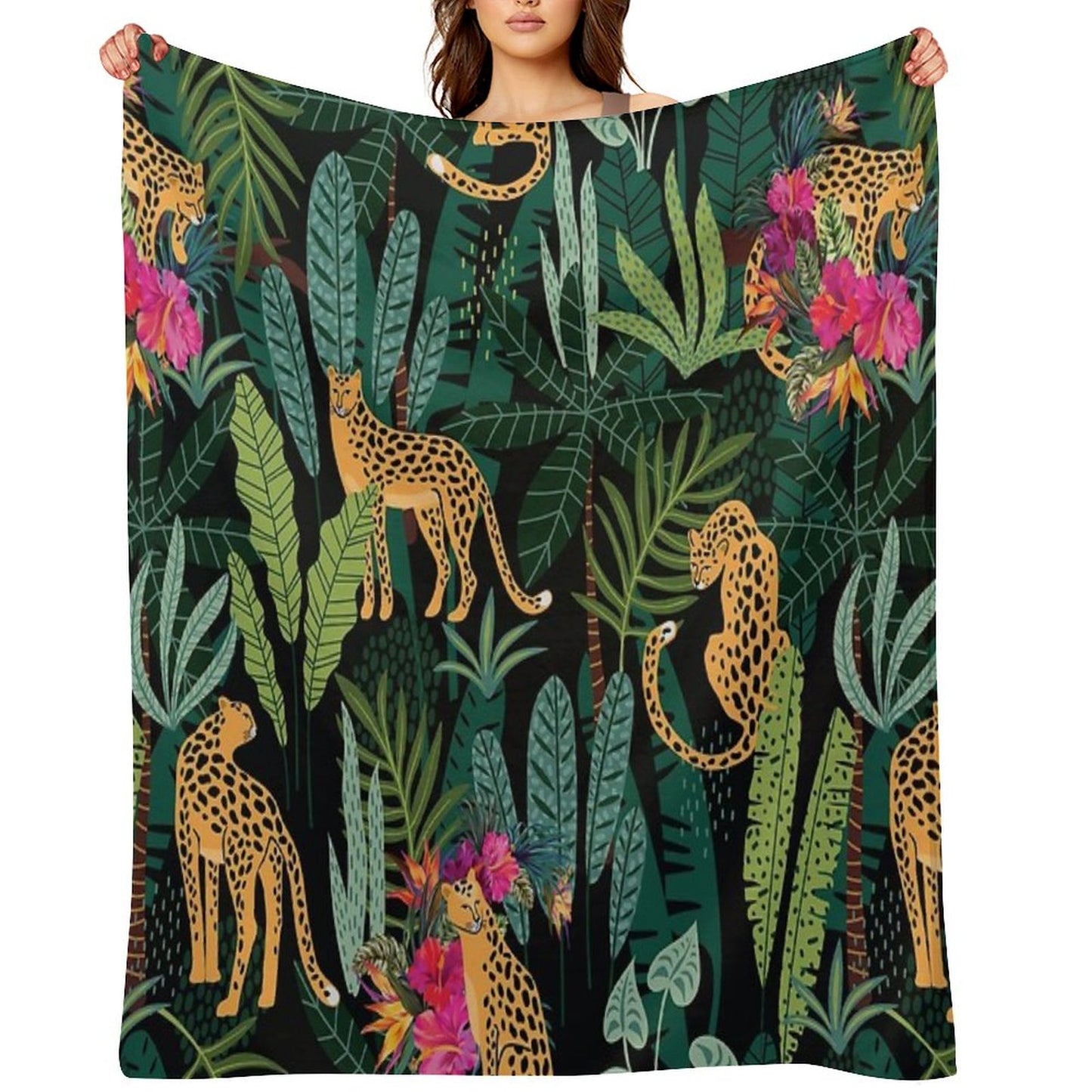 Tropical Cheetah Print Throw Blanket