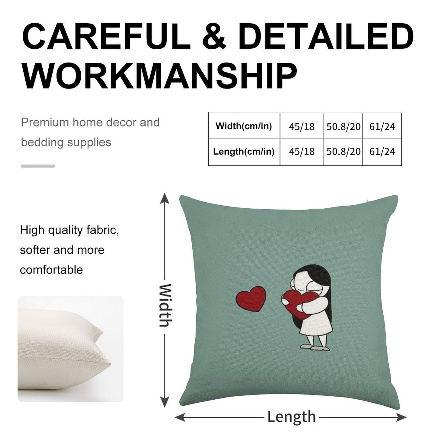 Catana Hearts Linen Throw Pillow Cover