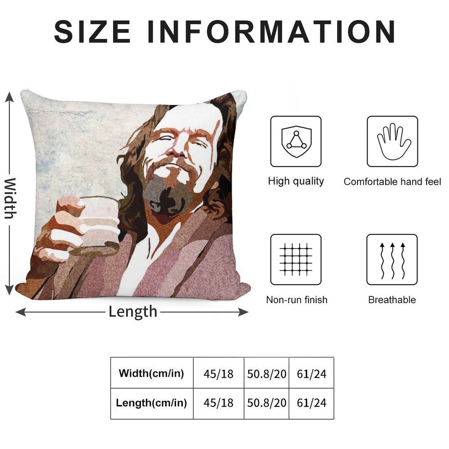 Big Lebowski DUDE Portrait Soft Anti-Pilling Throw Pillow
