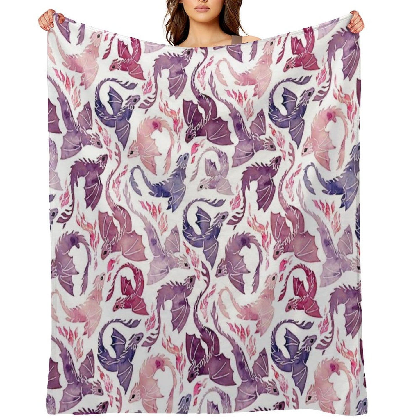 Dragon Fire Pink & Purple Throw Blanket