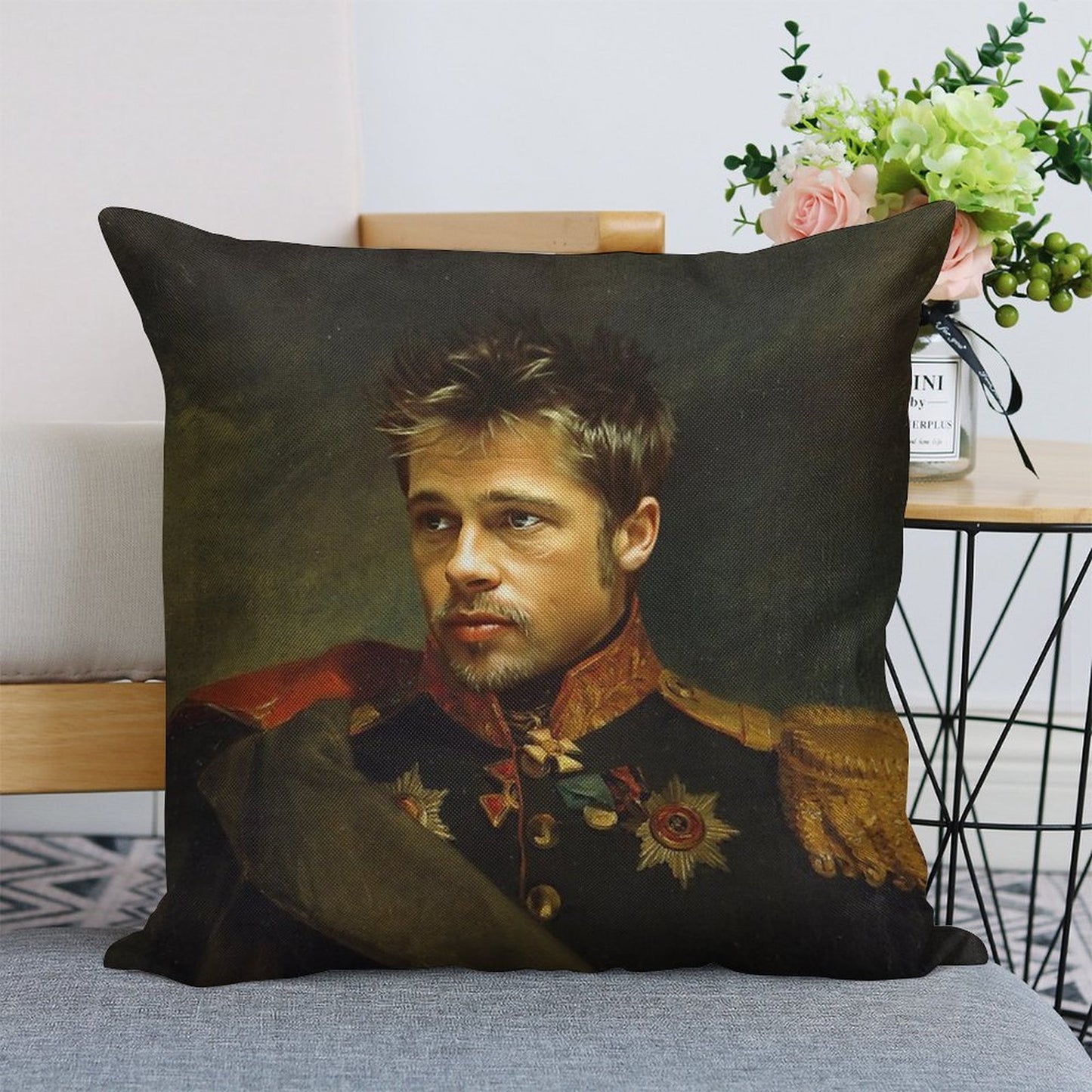 Brad Pitt - Replaceface Linen Throw Pillow Cover