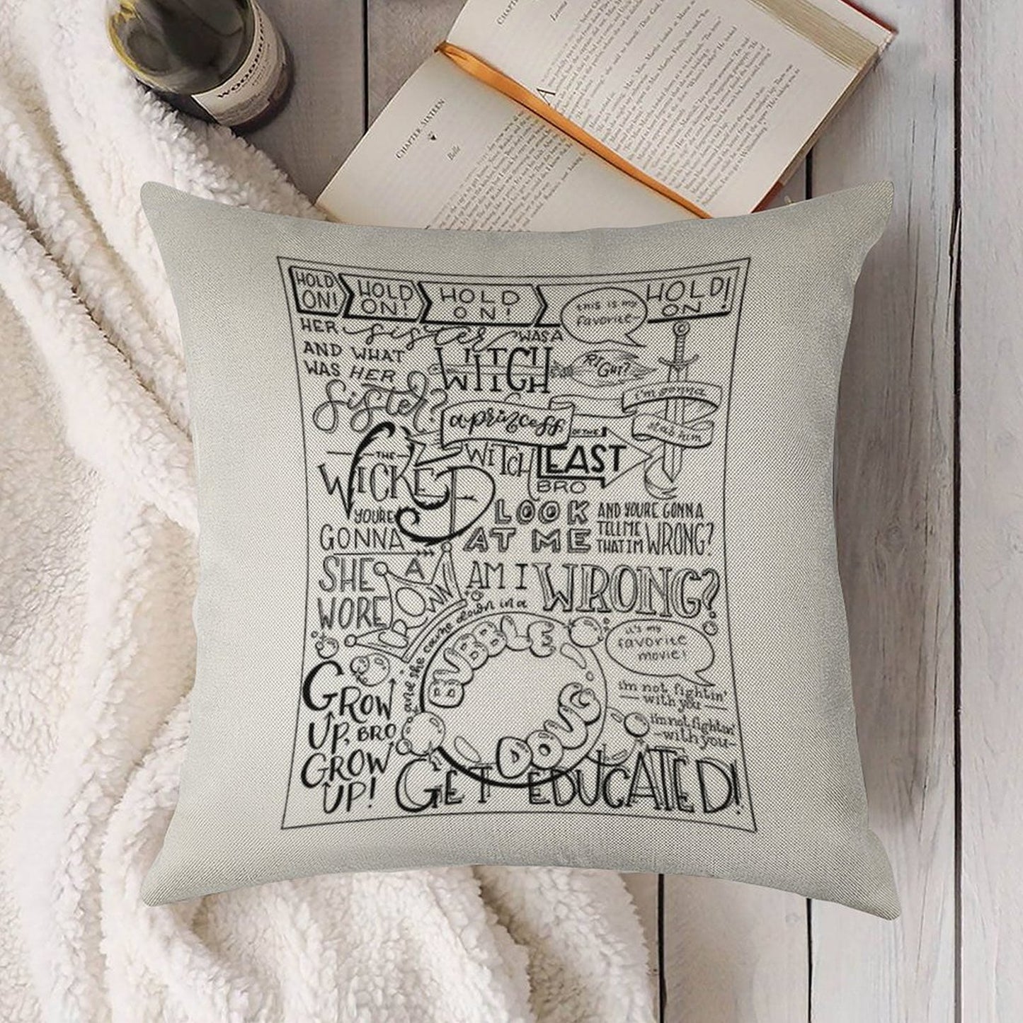 The Wicked Witch of The East Bro Hand Lettered Linen Throw Pillow Cover