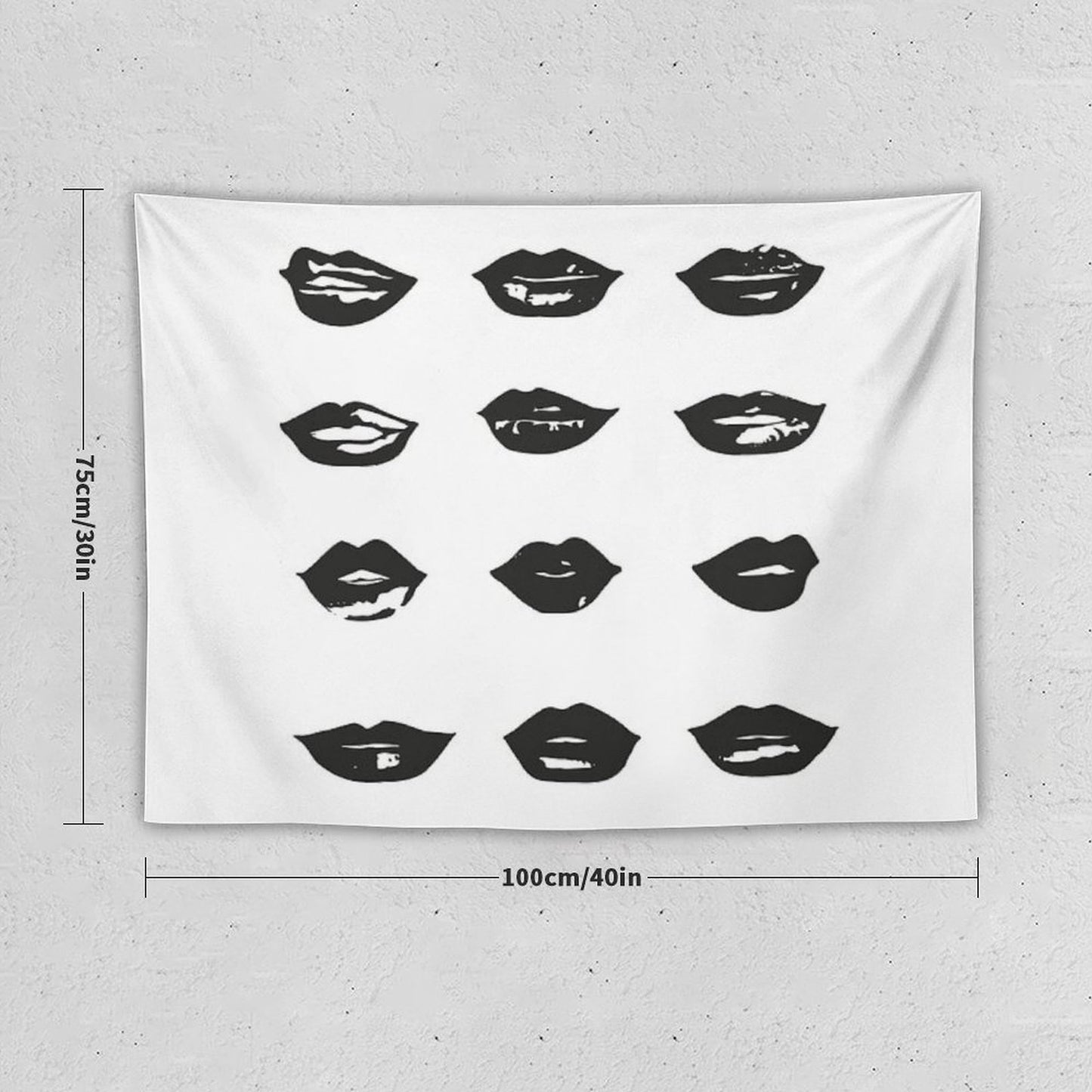 Kiss Kiss in Black And White Tapestry
