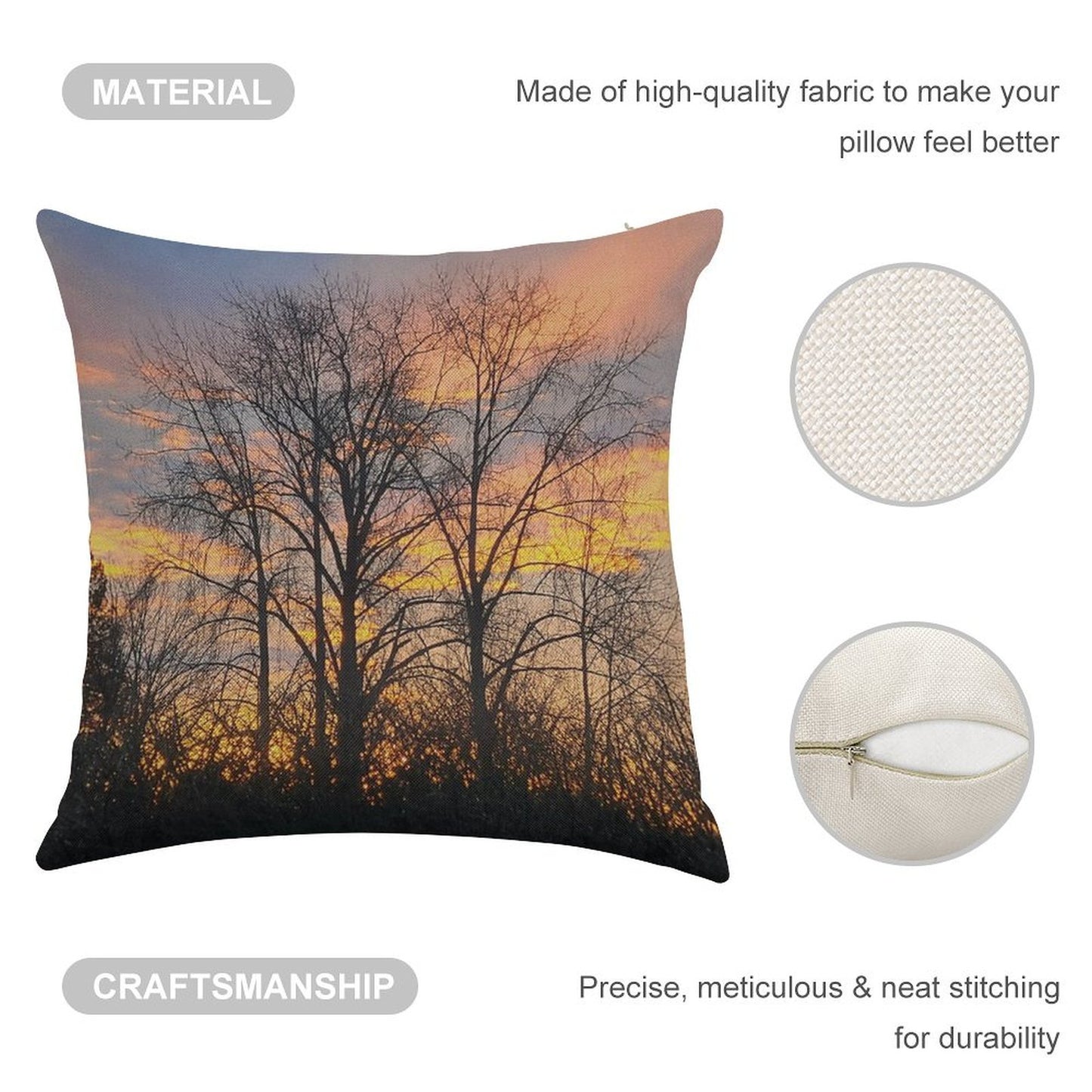 Autumn Ember Silhouette Linen Throw Pillow Cover