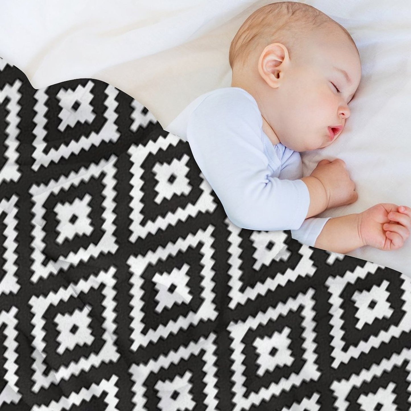 Aztec - White on Black Throw Blanket