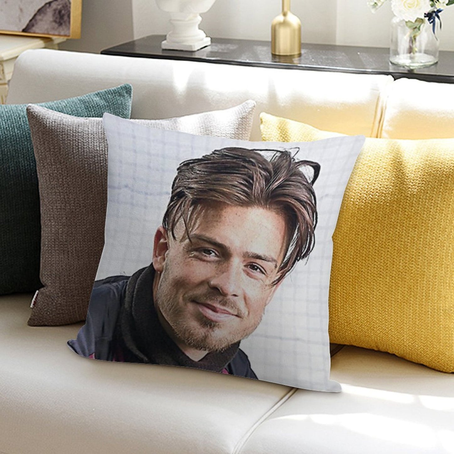 Jack Grealish Smile Soft Fade-Resistant Throw Pillow