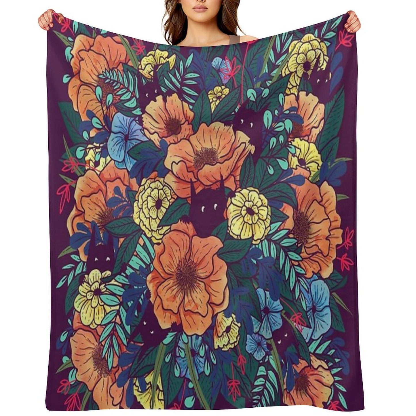 Wild Flowers Throw Blanket