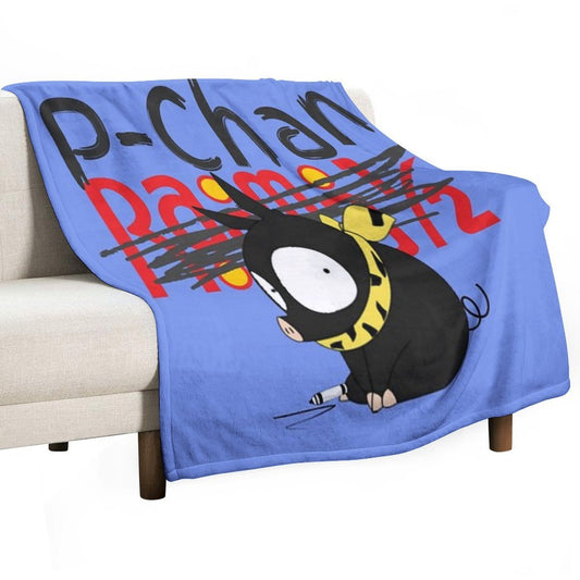 P-Chan Ranma Logo (Blue Background) SILLYFUN ON REDBUBBLE.COM (LOWER QUALITY IF STOLEN) Throw Blanket
