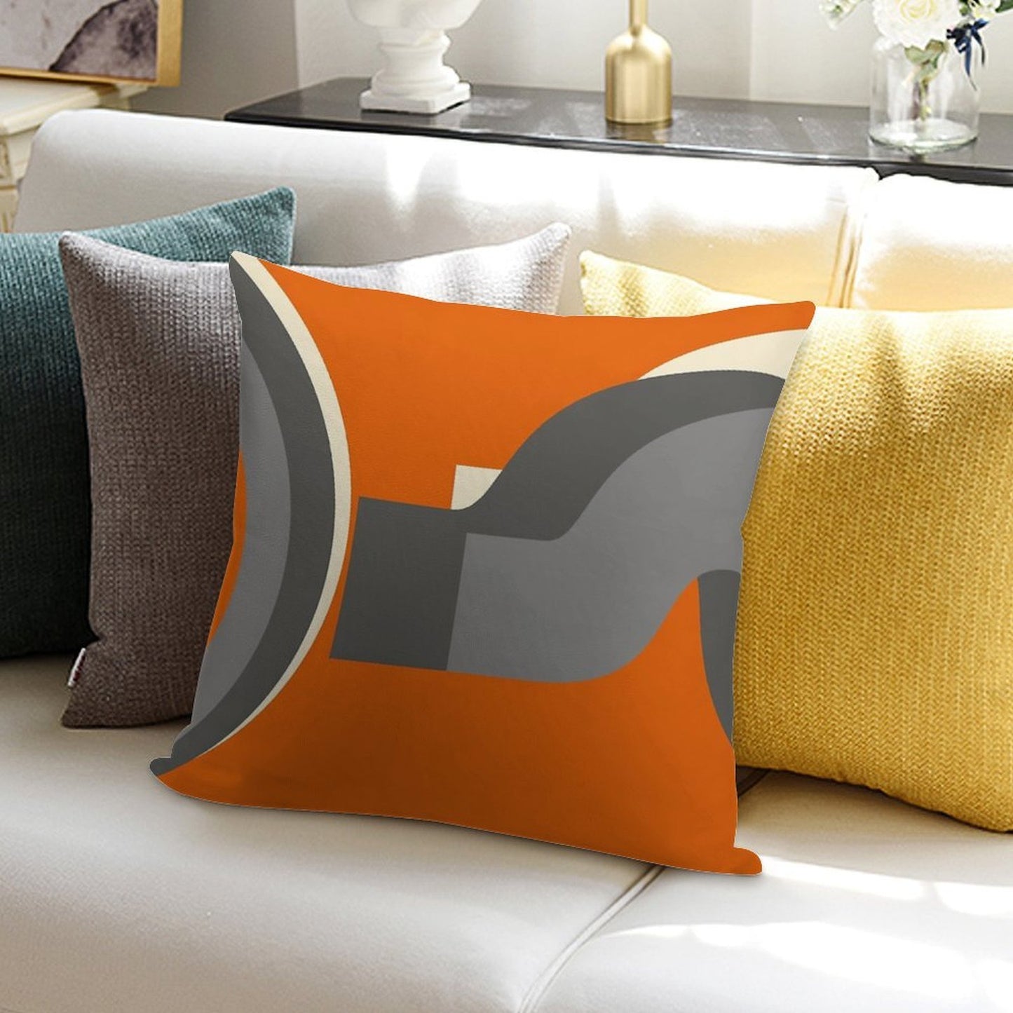 Burnt Orange Retro Soft Skin-Friendly Throw Pillow