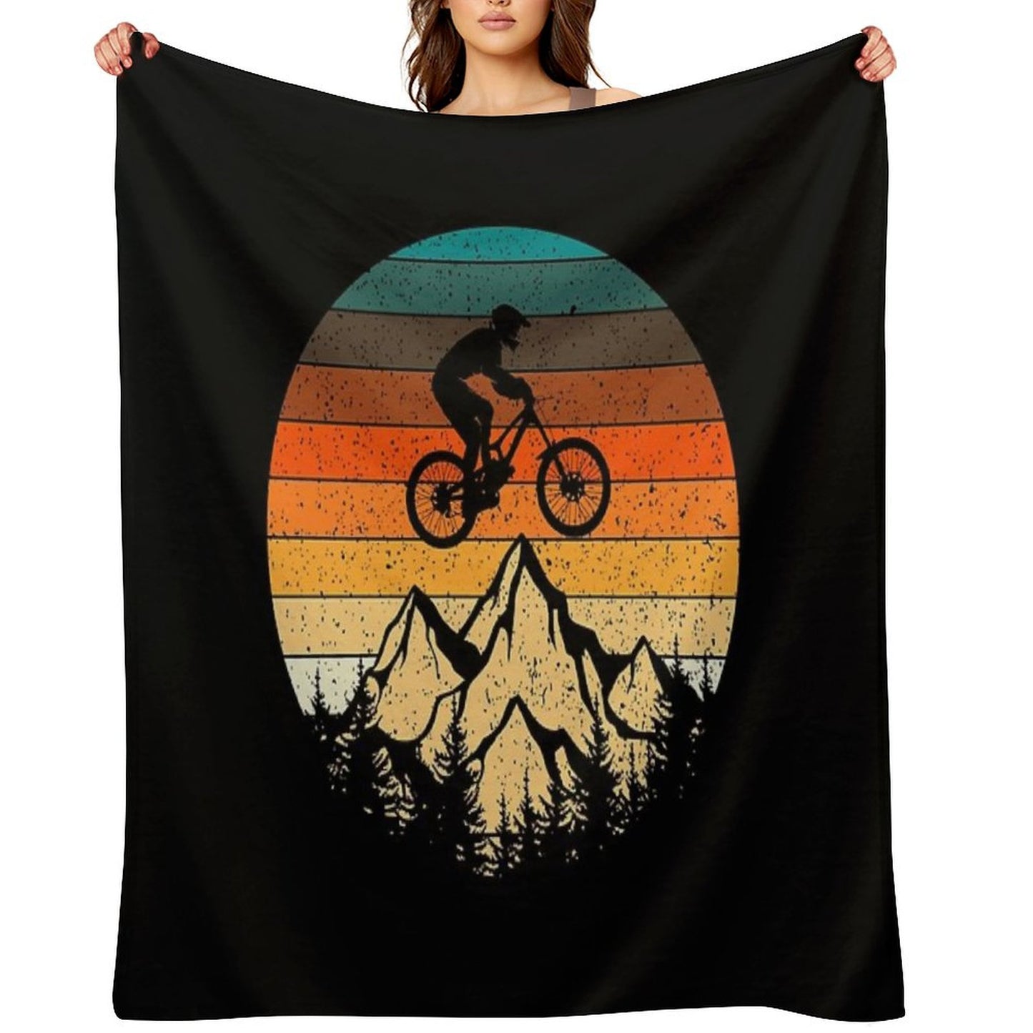 Mountainbike Downhill Retro Vintage Gift Throw Blanket