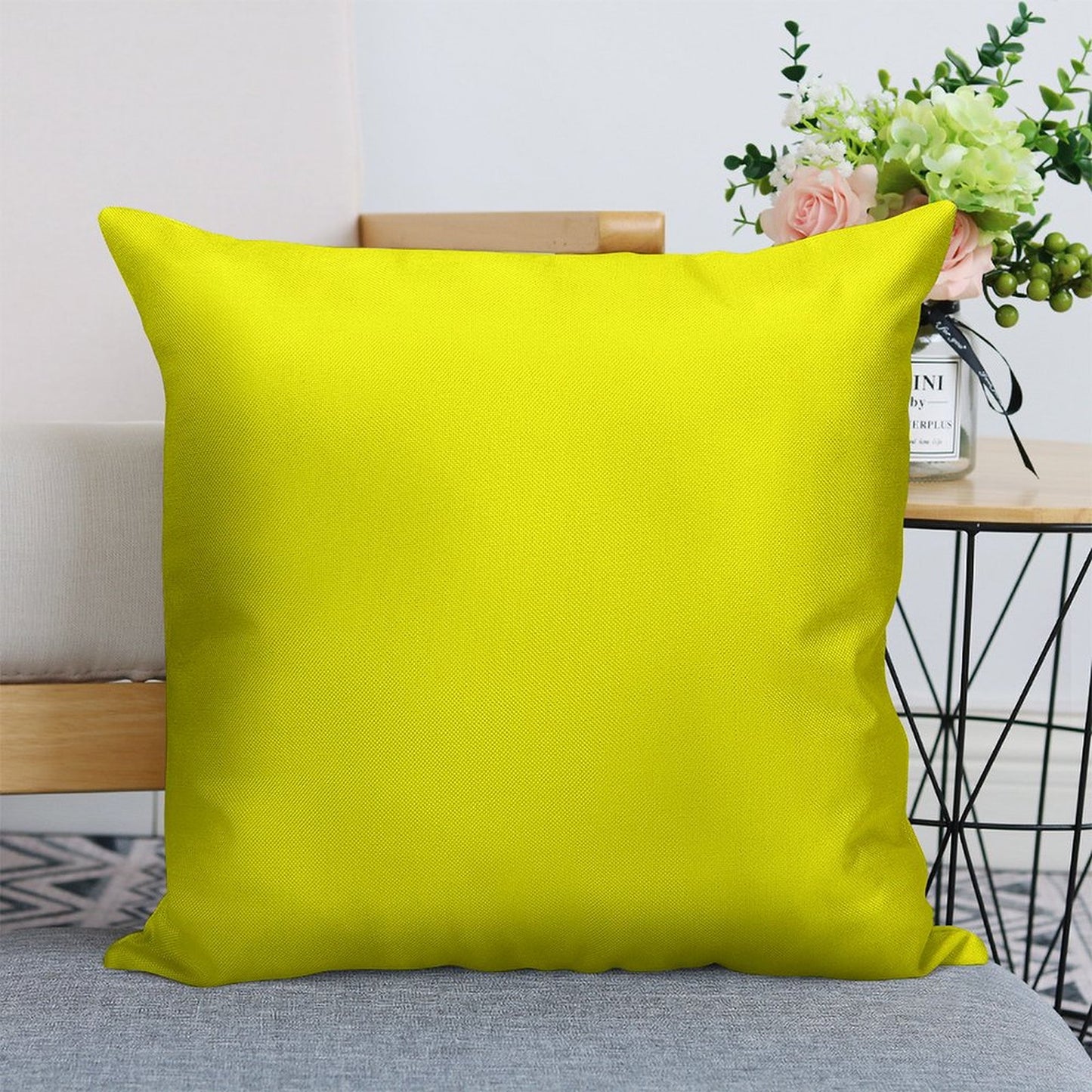 Neon Fluorescent Yellow Yellowneon YellowFluro Yellow Linen Throw Pillow Cover