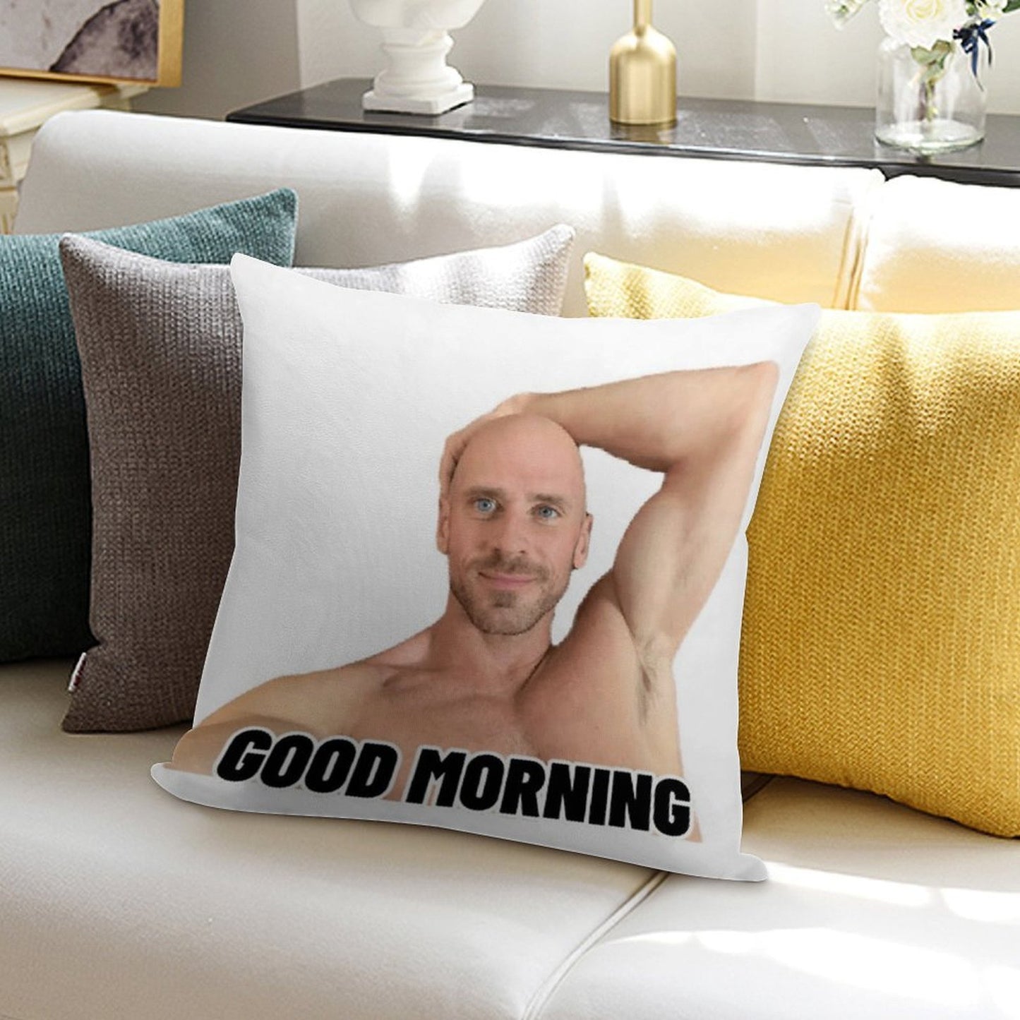Johnny Sins Good Morning Soft Durable Construction Throw Pillow