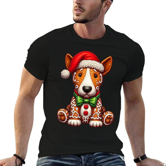 Gingerbread Man Bull Terrier Dog Christmas Womens Mens Kids Comfortable T-Shirt
