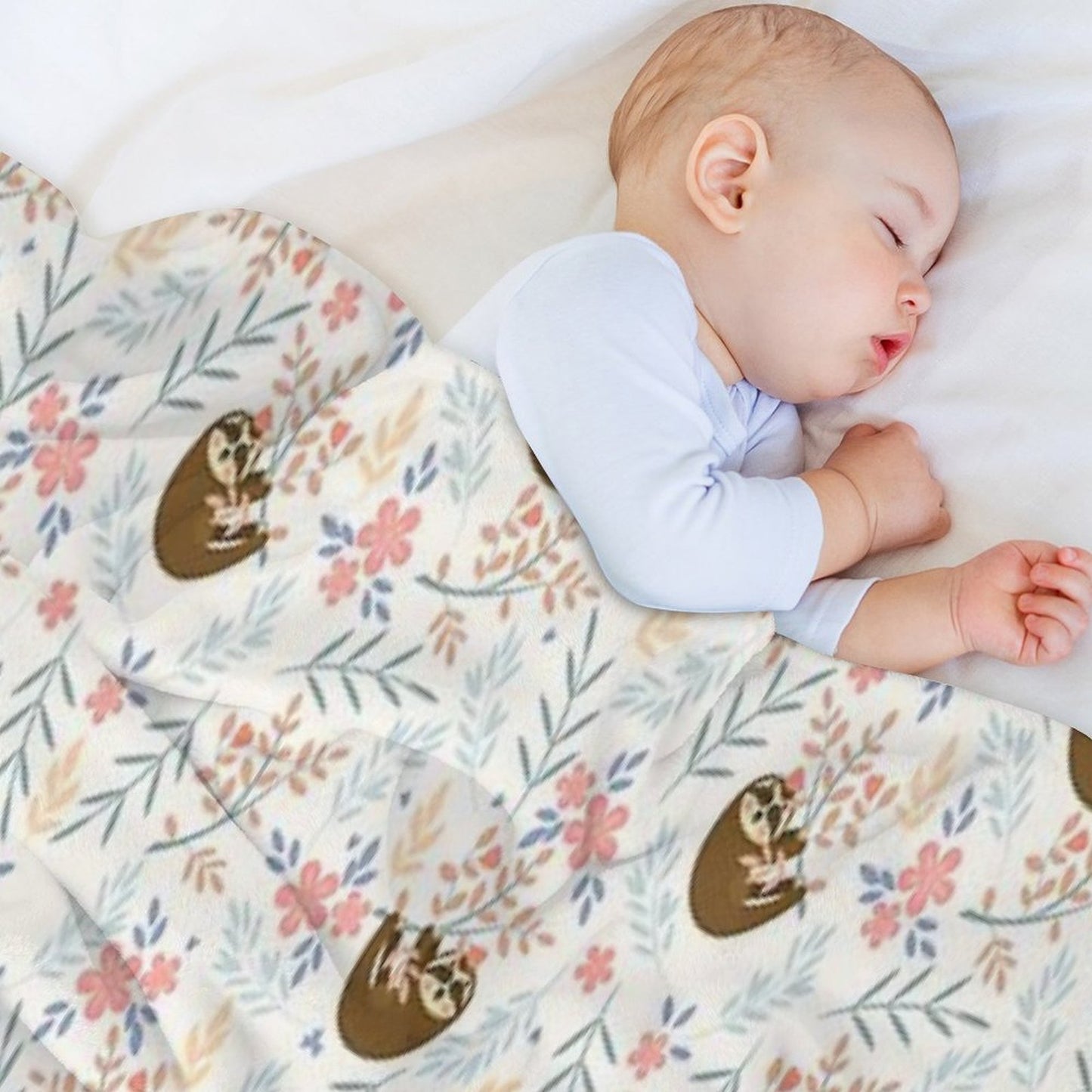 Baby Flower With Sloth Throw Blanket