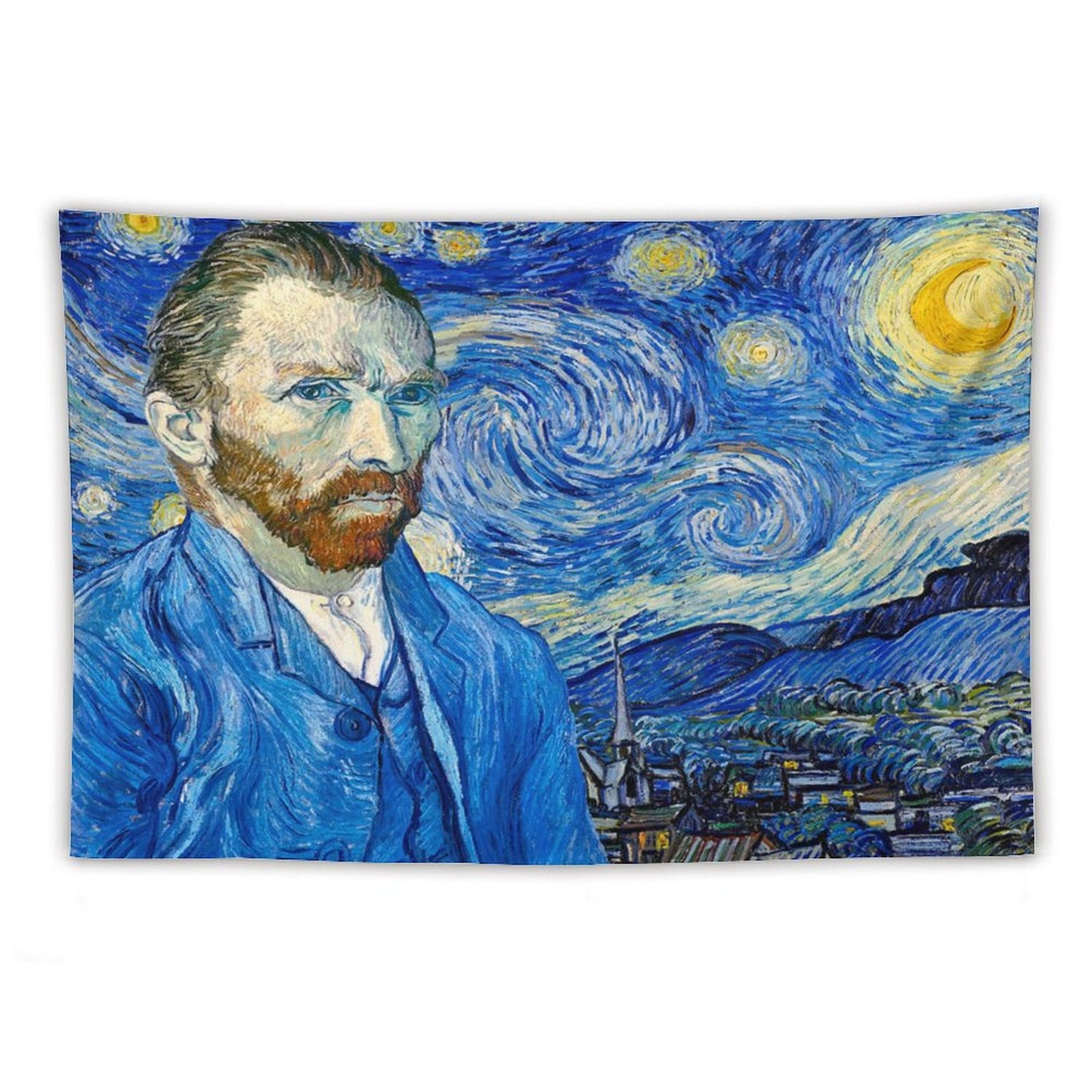 Van Gogh Self-Portrait in Front of Starry Night Tapestry