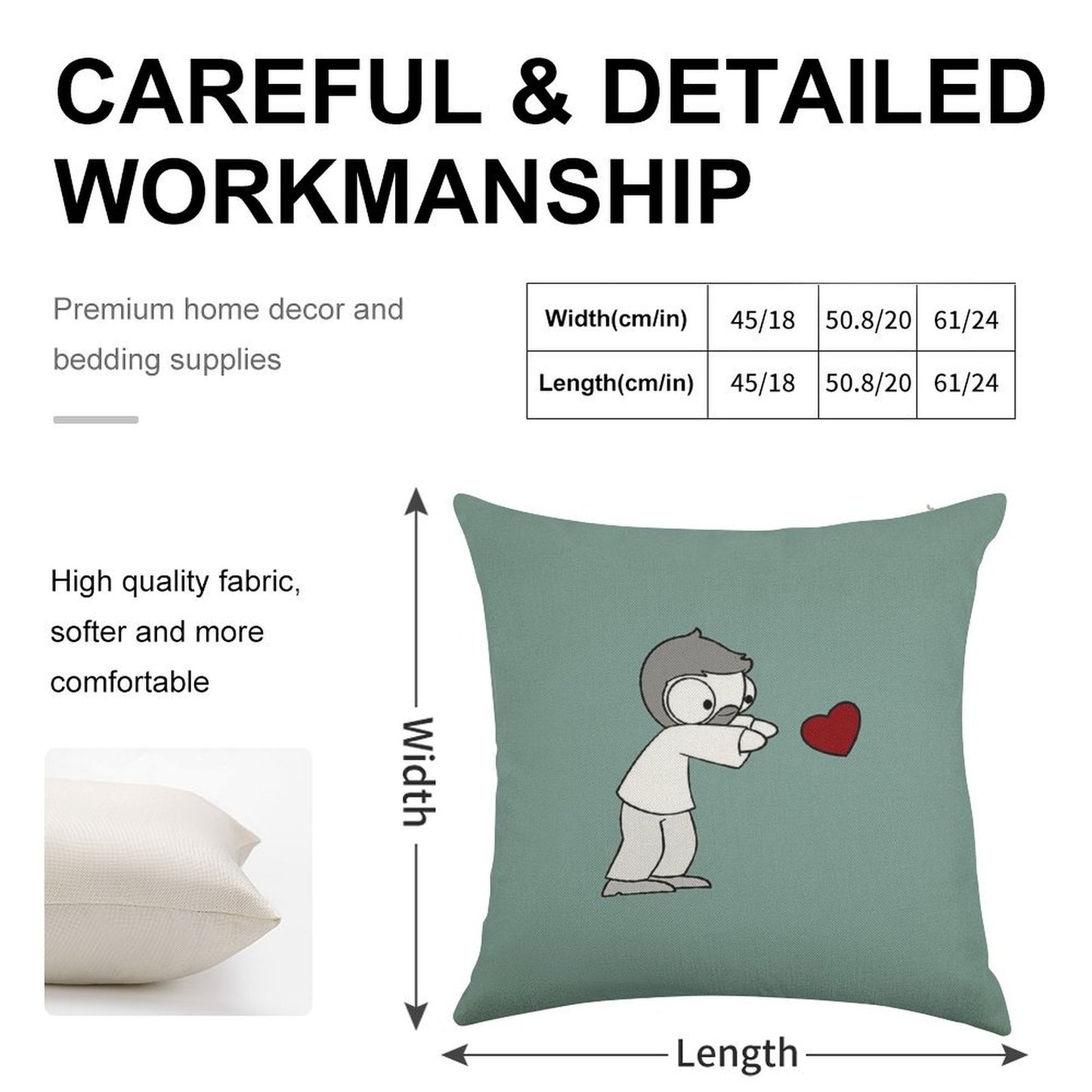 John Hearts Linen Throw Pillow Cover