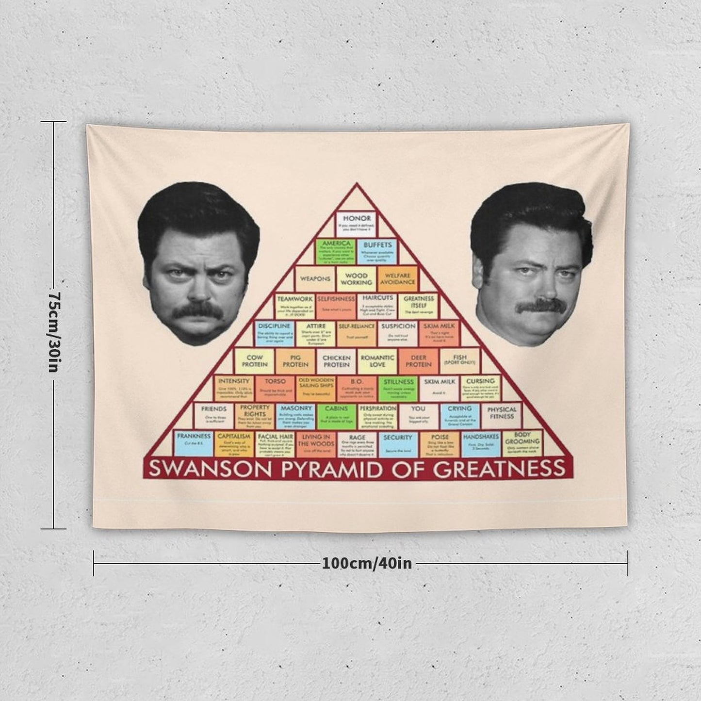 Ron Swanson Pyramid of Greatness Tapestry