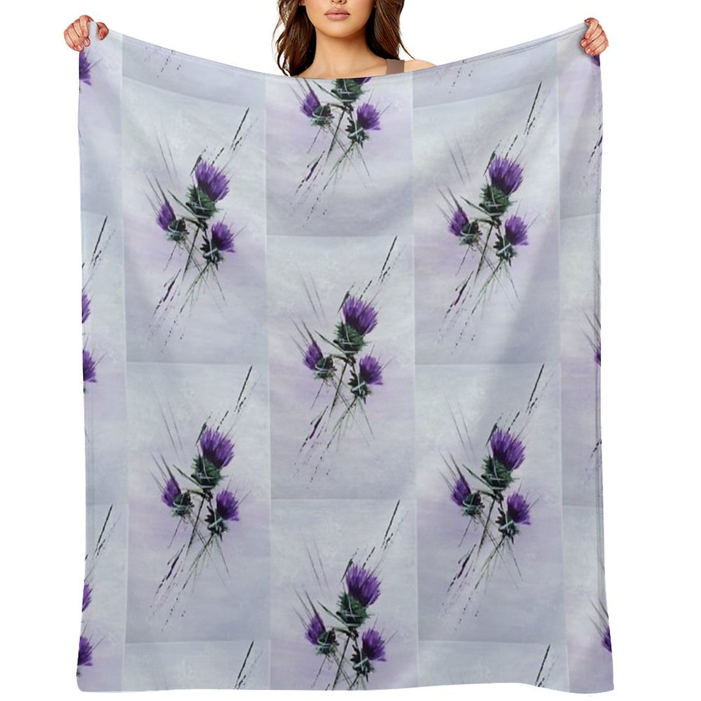 Scottish Thistles Artwork in A Contemporary Style Throw Blanket