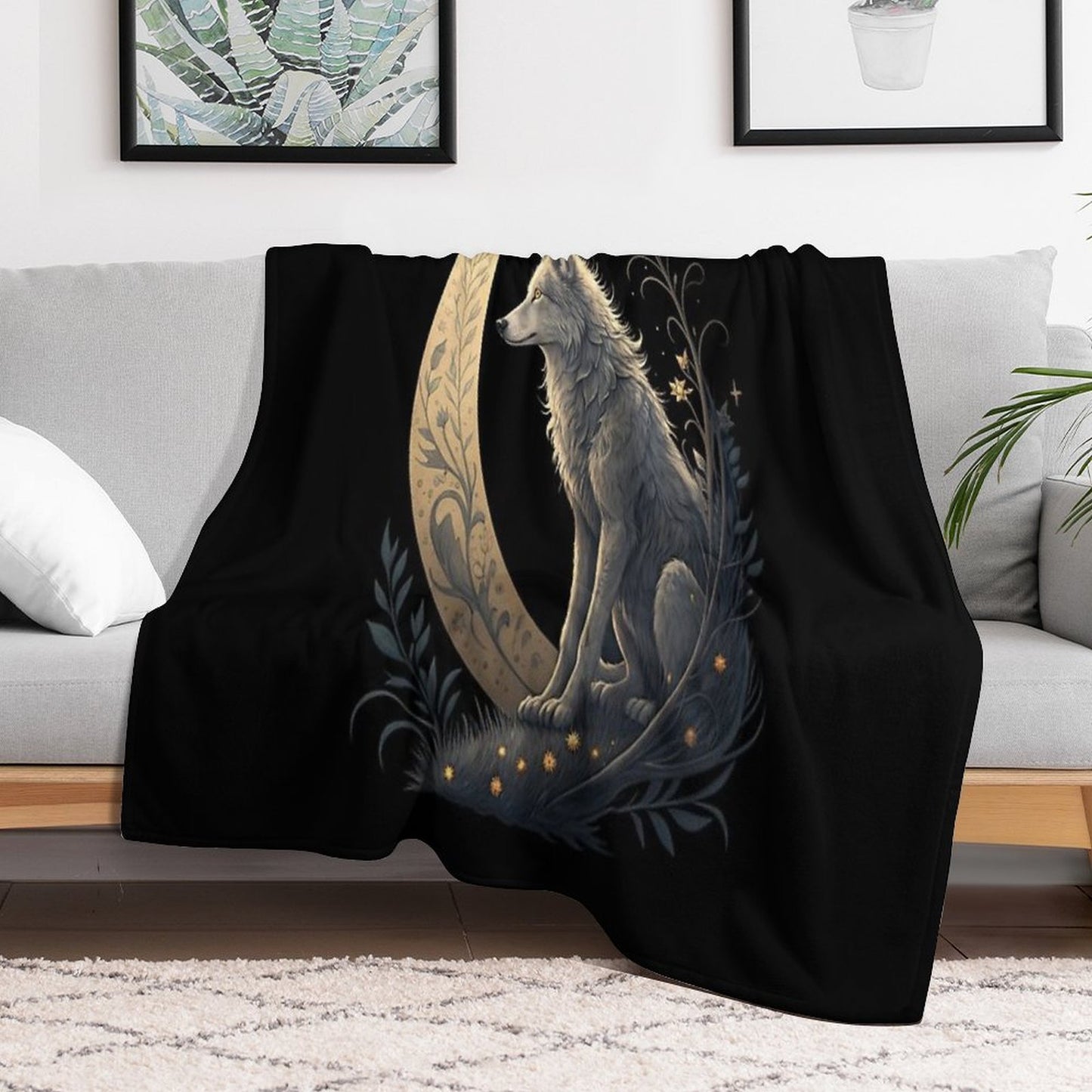 Moonlight Wolf Throw Blanket