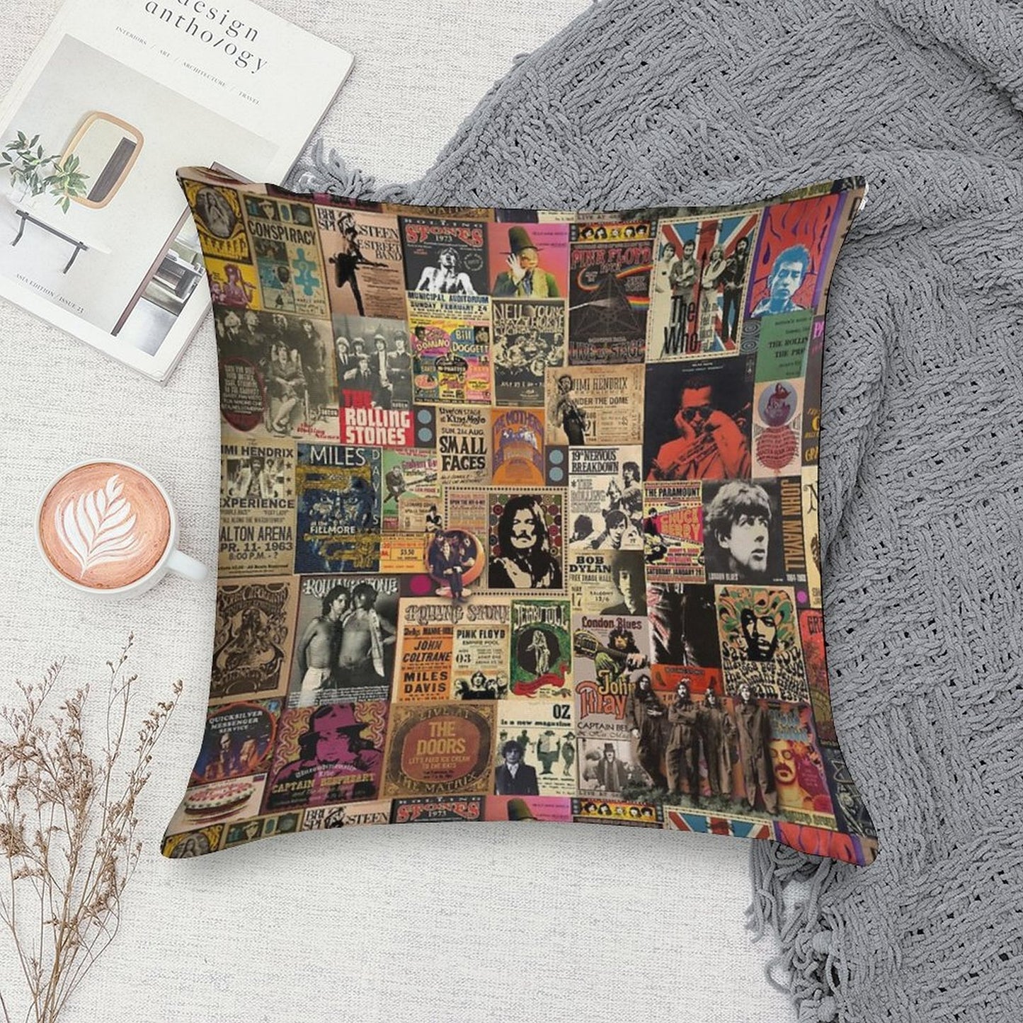 Rock N' Roll Stories Soft Hidden Zipper Throw Pillow