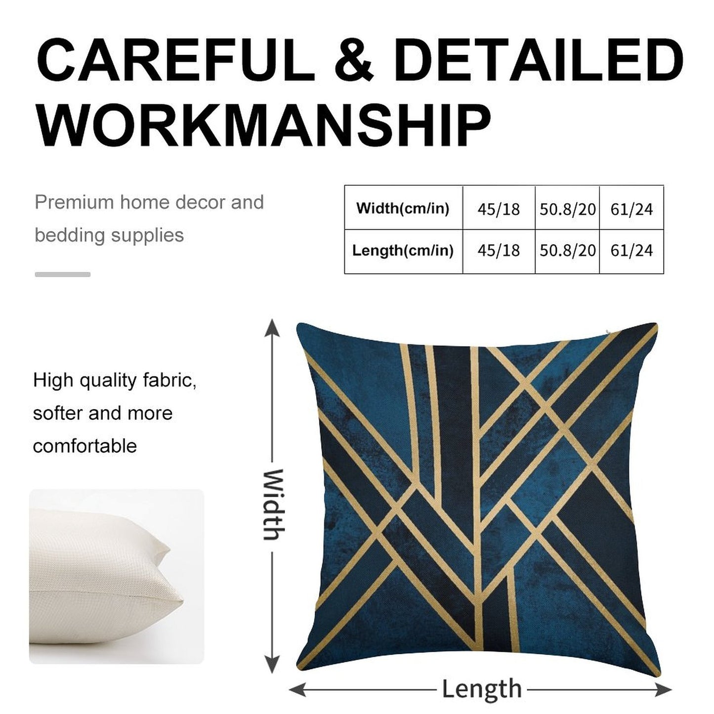 Art Deco Midnight Linen Throw Pillow Cover