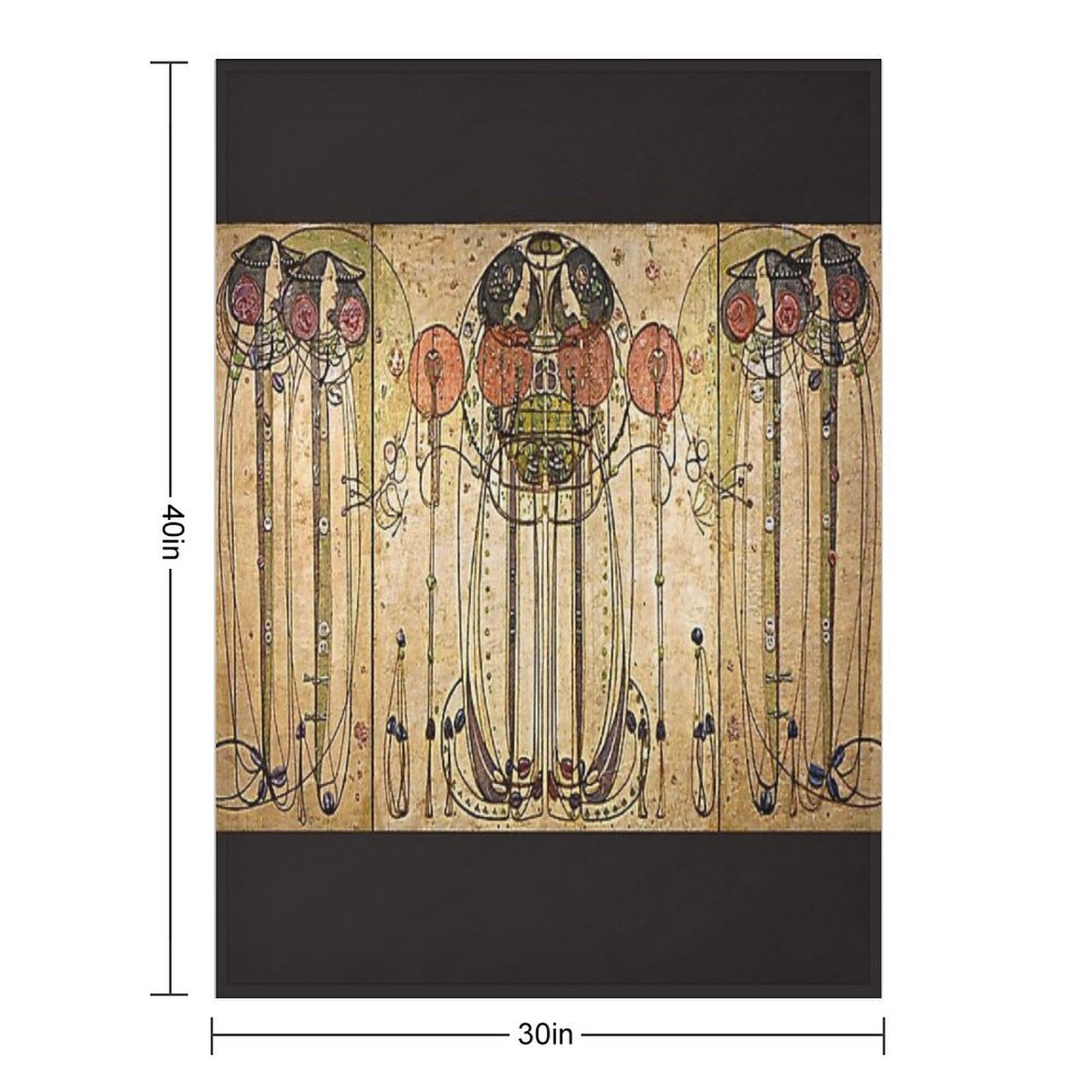Art Nouveau Charles Mackintosh The Wassail Throw Blanket