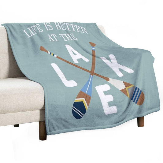 Life Is Better At The LAKE Painted Paddles Throw Blanket
