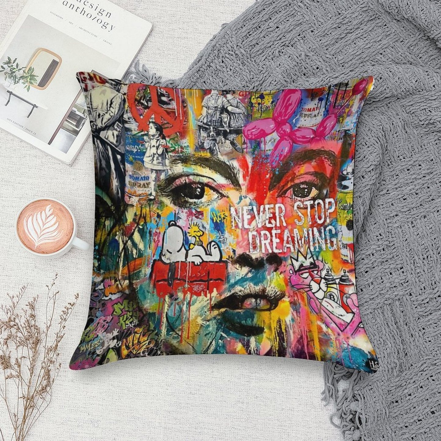 Banksy Inspired Pop Art Soft Warmth Comfort Throw Pillow