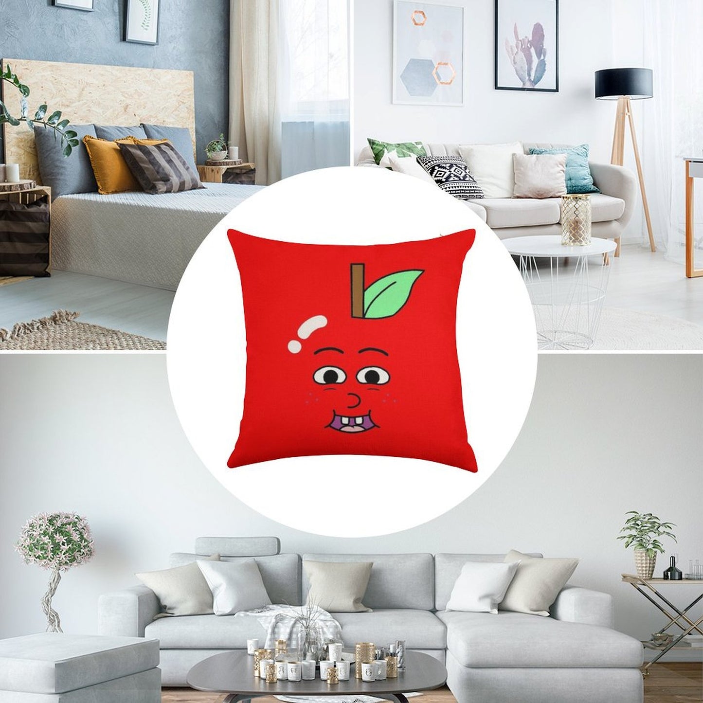APPLE AND ONION - APPLE Linen Throw Pillow Cover