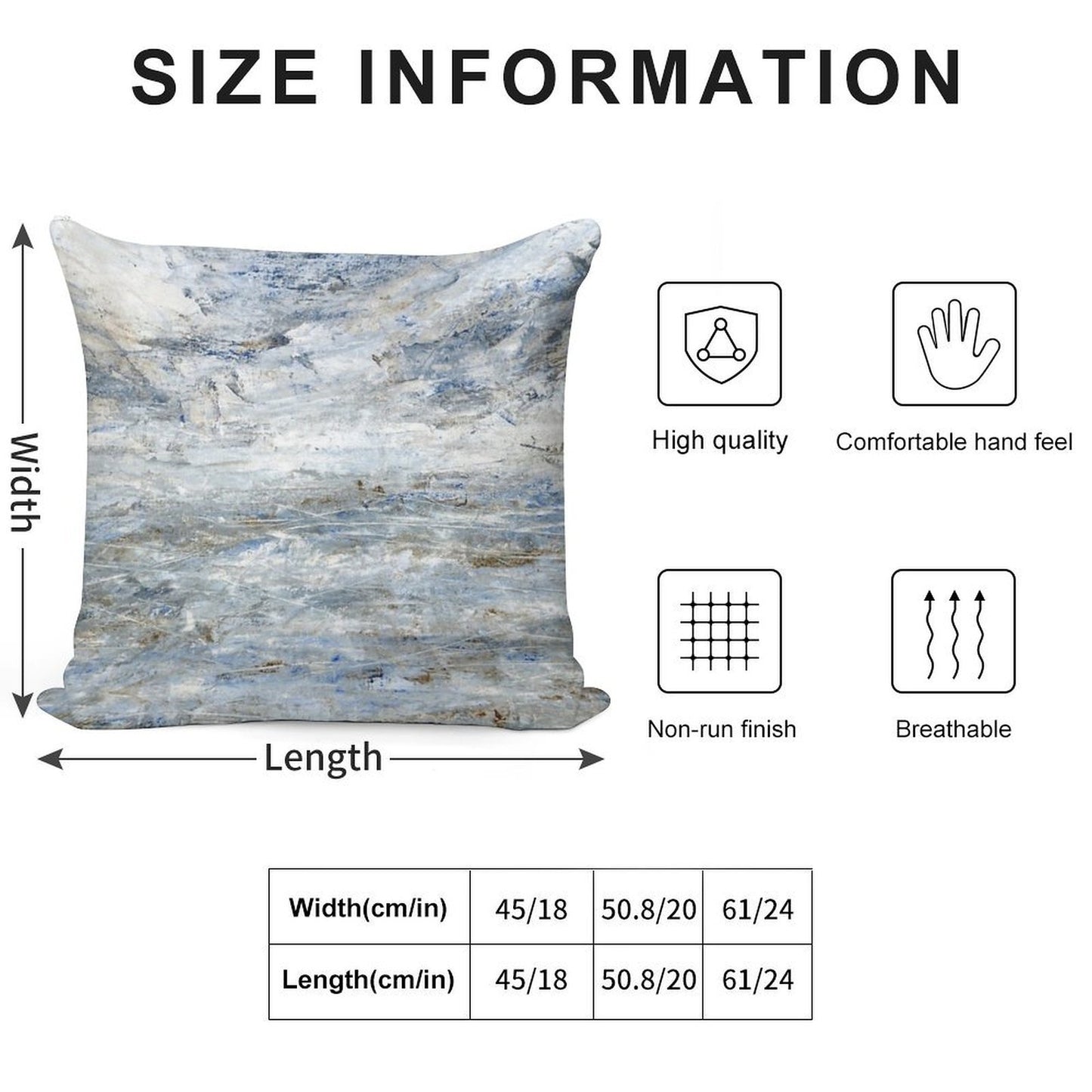 Abstract Seascape in Grey And Blue Soft Fade-Resistant Throw Pillow