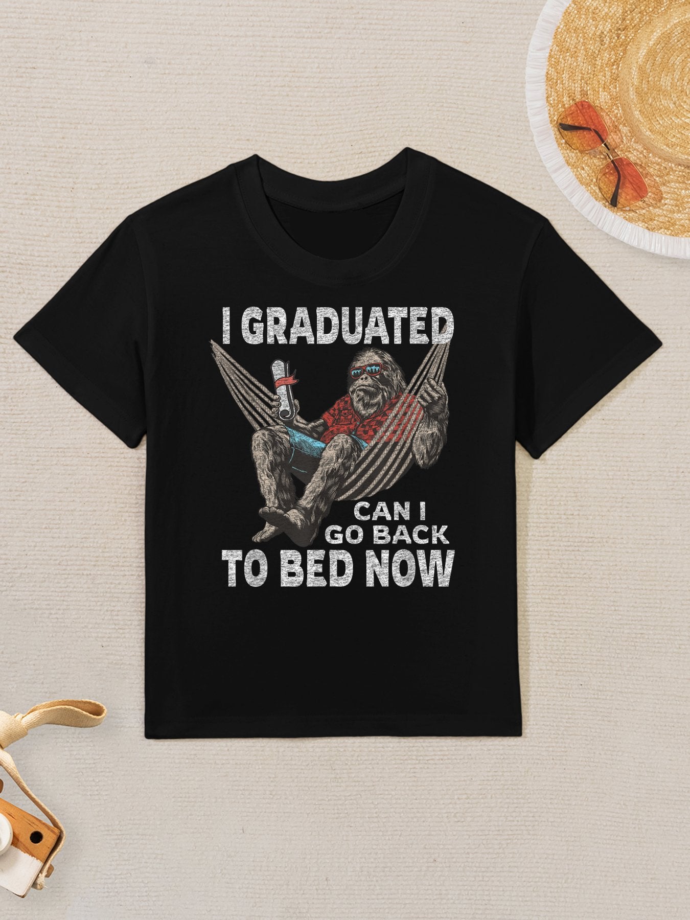 Funny Graduation I Graduated Can I Go Back To Bed Now Kids T-Shirt