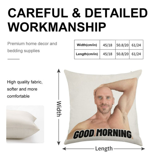 Johnny Sins Good Morning Linen Throw Pillow Cover