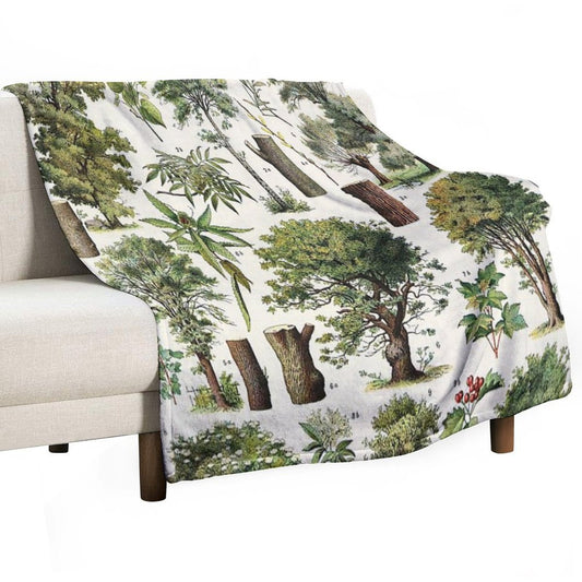 Adolphe Millot - Arbres A - French Vintage Botanical Poster Throw Blanket