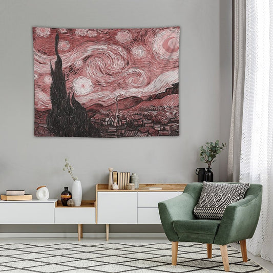 Pink Starry Night Tapestry