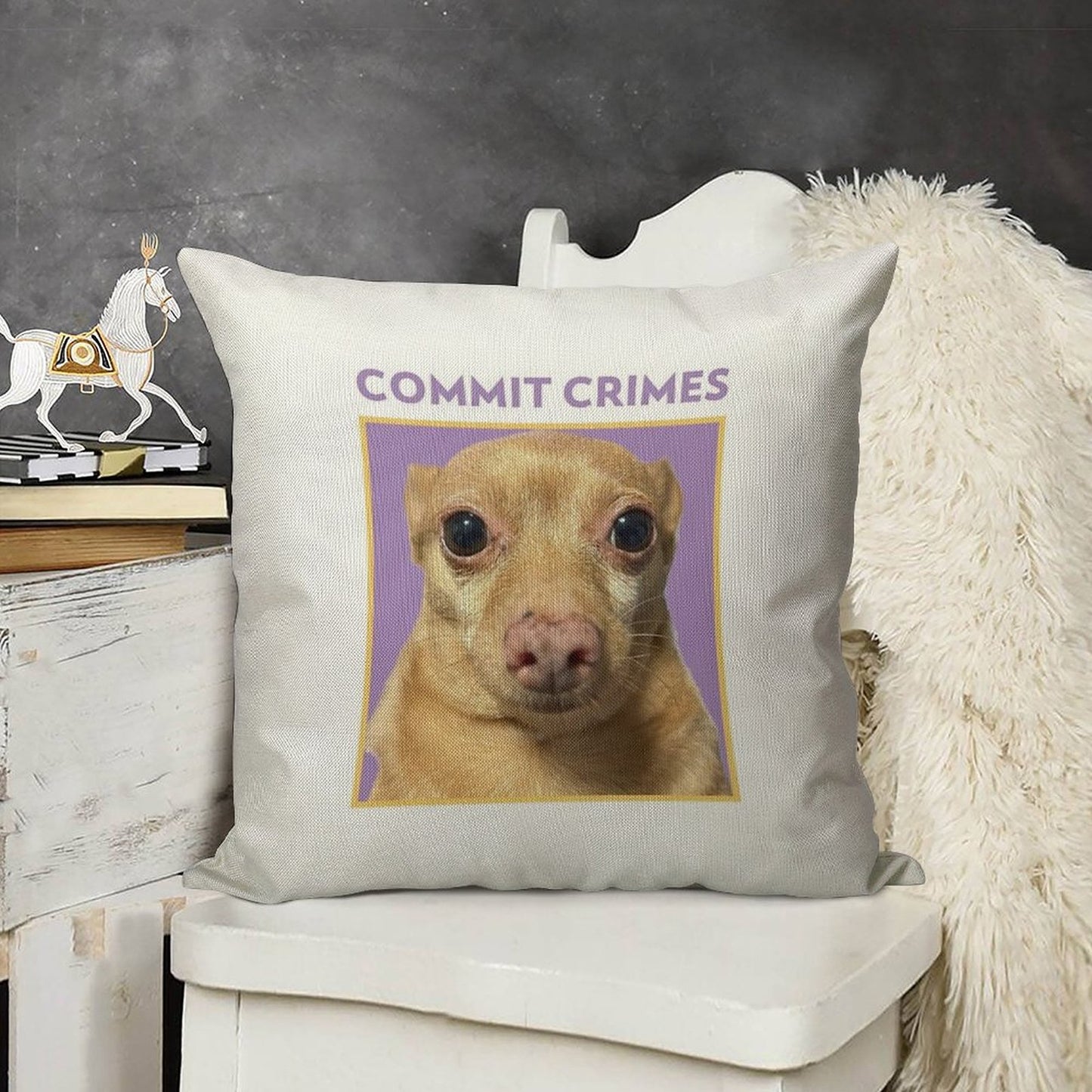 Crime Mouse Linen Throw Pillow Cover