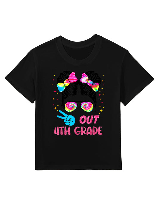 4th Grade Graduation Shirt Messy Bun 4th Grade End of School Kids T-Shirt