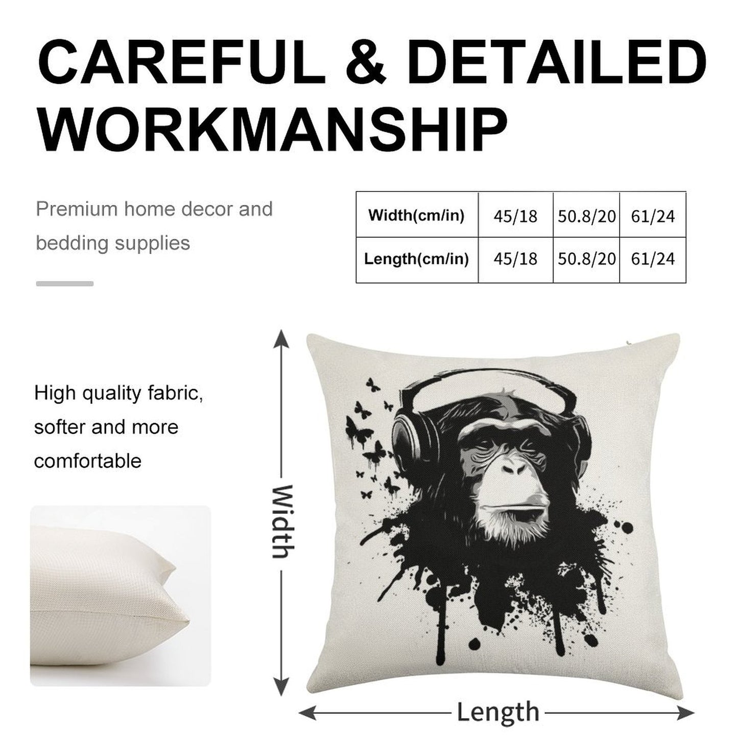 Monkey Business Linen Throw Pillow Cover
