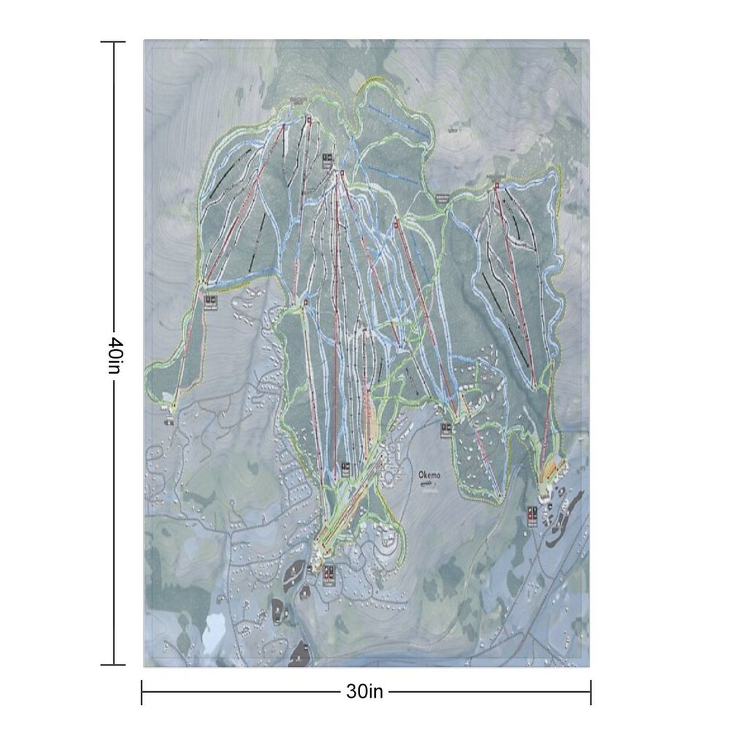 Okemo Resort Trail Map Throw Blanket
